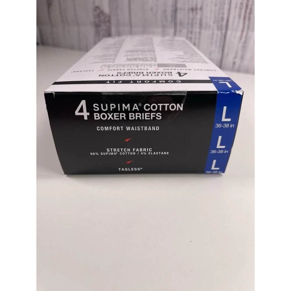Kirkland Signature Men's Boxer Briefs Underwear 4 Pack Black Color Size Open Box